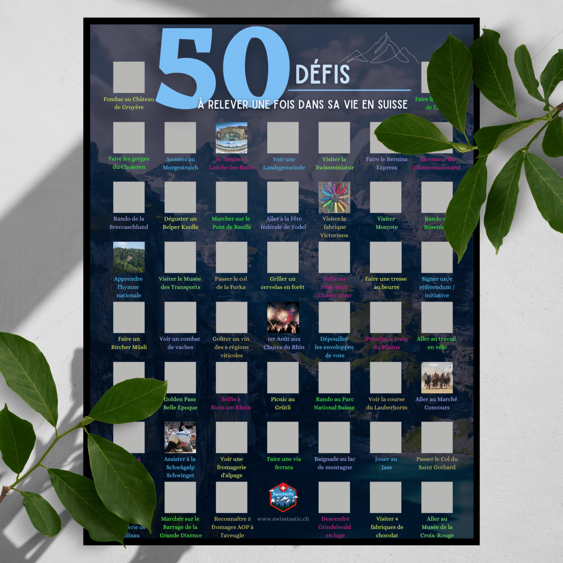 50 DÉFIS en Suisse - Affiche à gratter