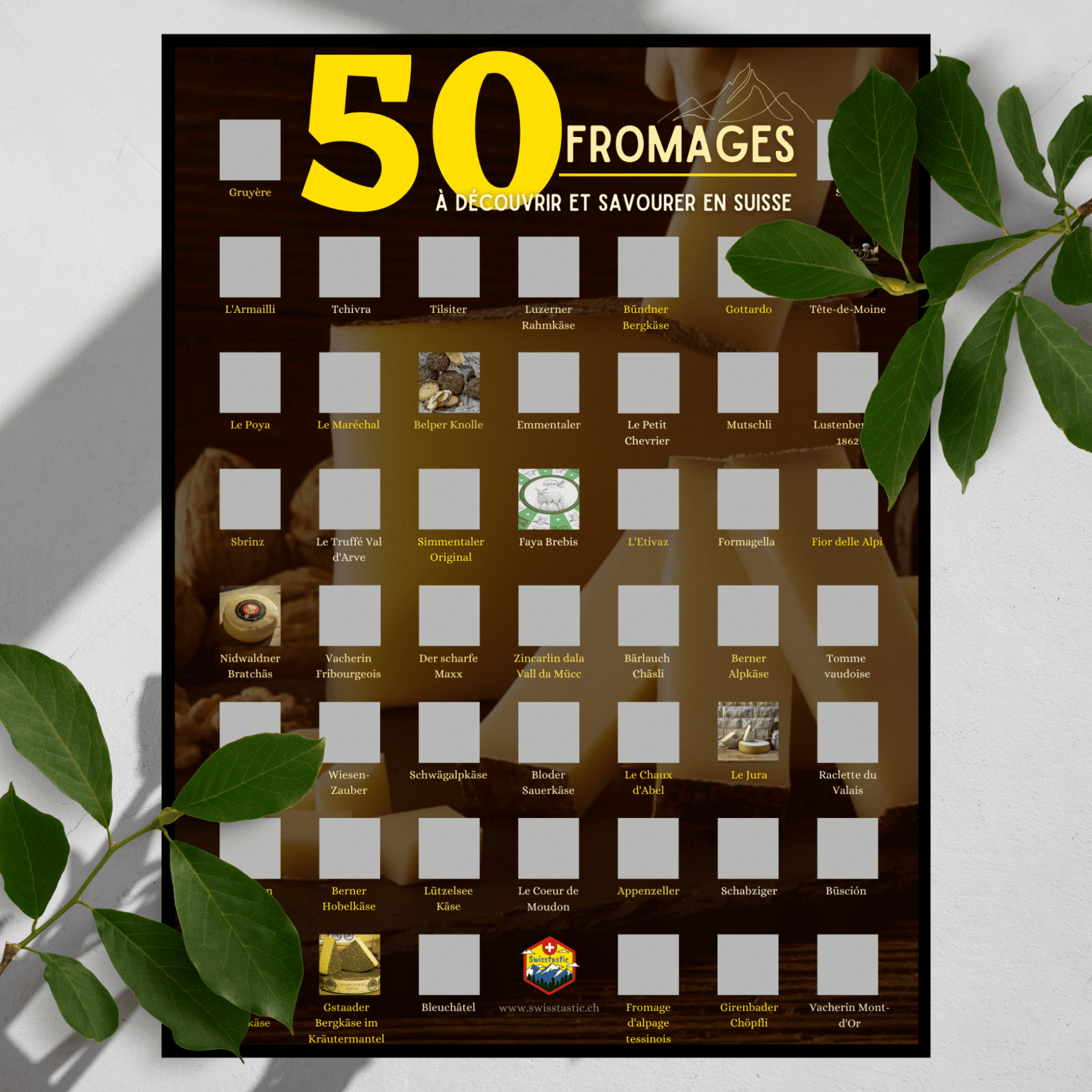 50 FROMAGES suisses - Affiche à gratter