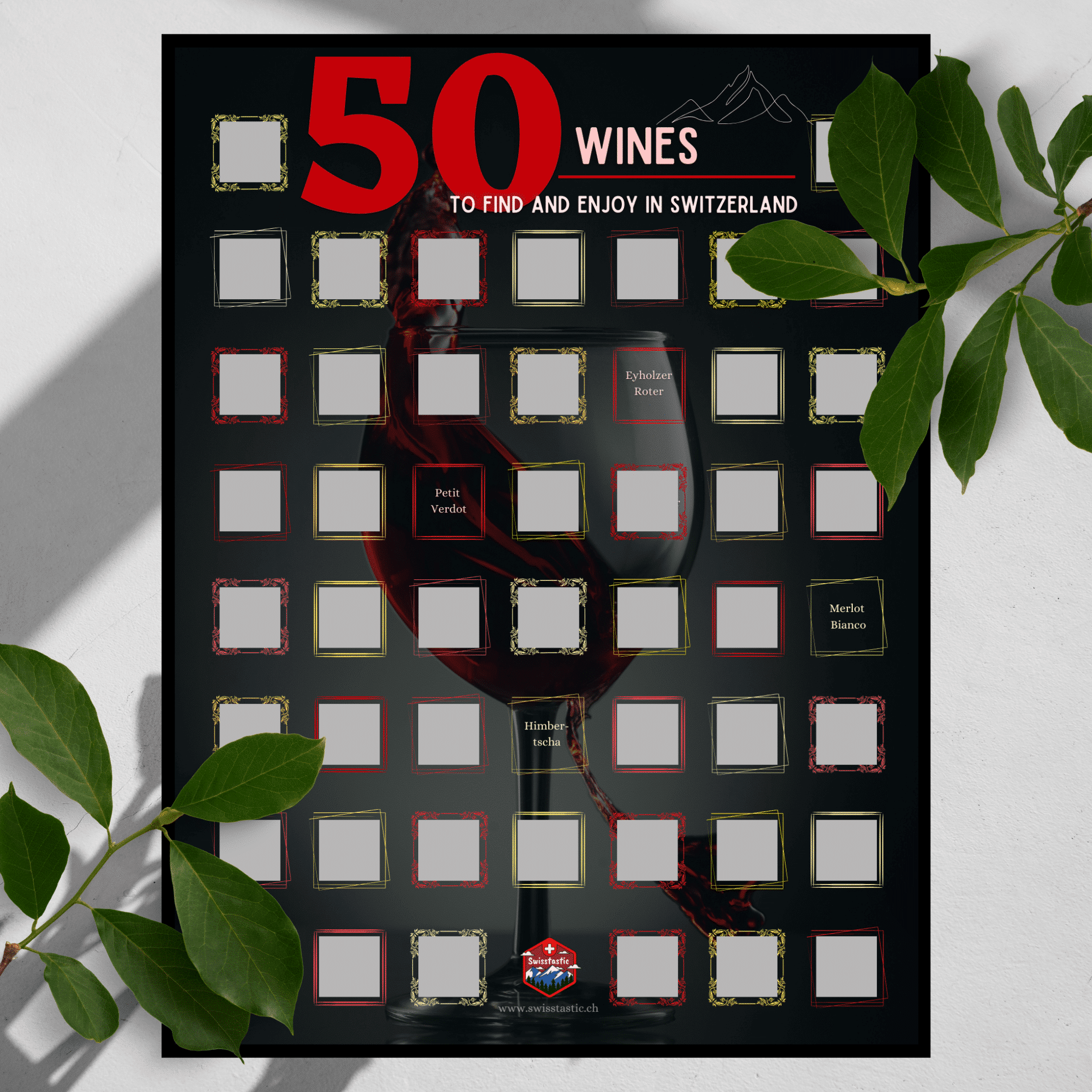 50 Swiss GRAPE VARIETIES - Scratch poster
