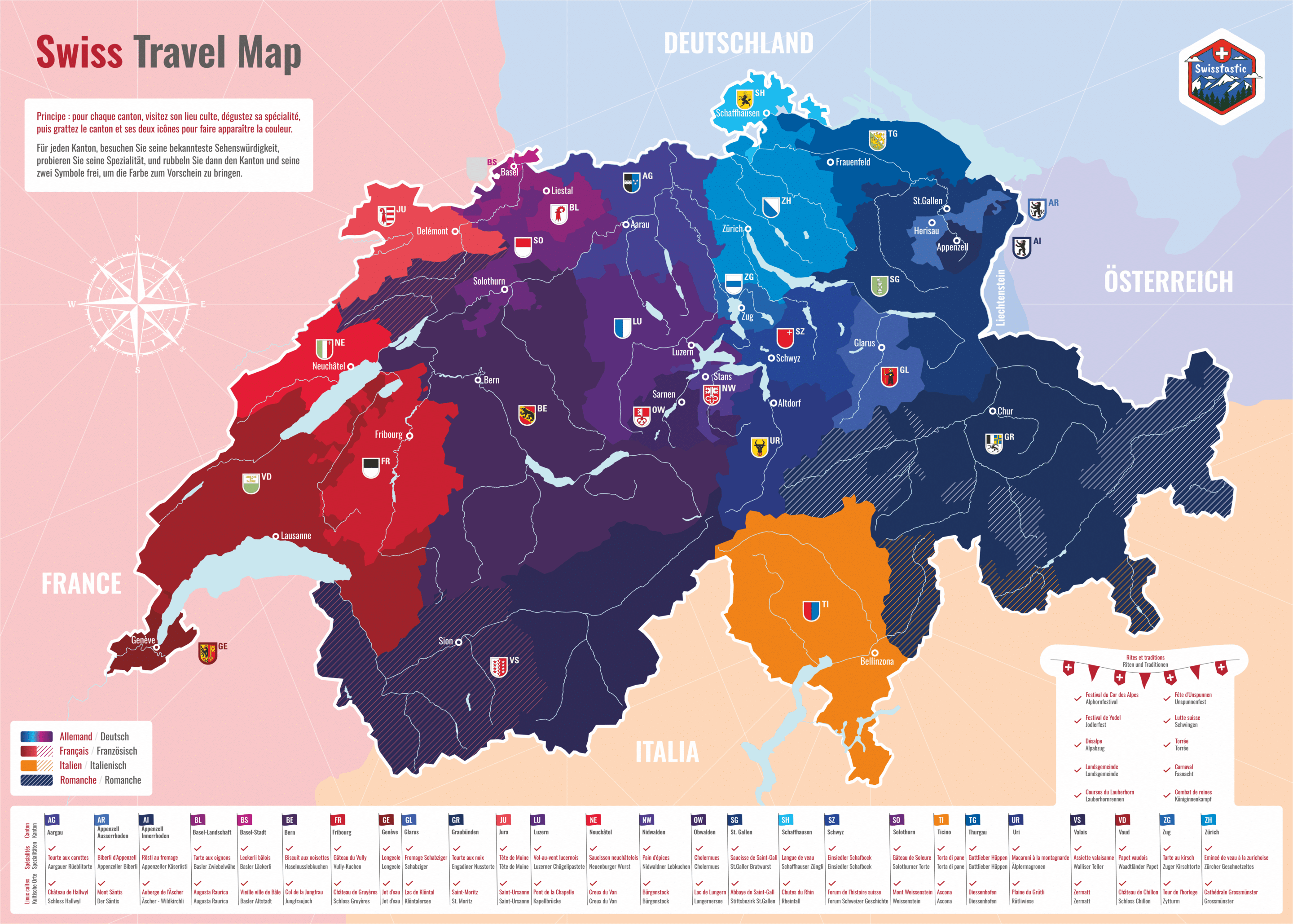 Swiss Travel Map – Carte à gratter des voyages en Suisse